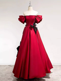 Princess A line Off The Shoulder Party Dresses Red Prom Dresses HZ1022