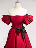 Princess A line Off The Shoulder Party Dresses Red Prom Dresses HZ1022