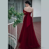 Sexy A line Party Dresses Strapless Red Prom Dresses HZ1022