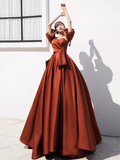 Sexy Ball Gown Off The Shoulder Party Dresses Satin Prom Dresses HZ1022