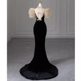 Sexy Mermaid Velvet Party Dresses Black Prom Dresses HZ1022