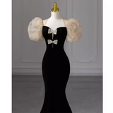 Sexy Mermaid Velvet Party Dresses Black Prom Dresses HZ1022