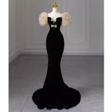 Sexy Mermaid Velvet Party Dresses Black Prom Dresses HZ1022