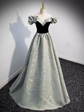 Pretty A line Off The Shoulder Satin Long Evening Party Dress Prom Dresses HZ1022