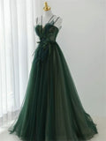 Forest Style Emerald Green Beading Tulle Dress, Prom Dress Fairy,Evening Gown Graduation Party Dress HZ1022