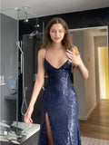 Gorgeous Shiny Sequin Sexy Backless Evening Prom Dress Party Long Tight Dress HZ1022