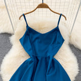 Simple V-neck Long Dresses, A-line Spaghetti Straps Party Dresses HZ1022