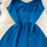 Simple V-neck Long Dresses, A-line Spaghetti Straps Party Dresses HZ1022