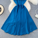 Simple V-neck Long Dresses, A-line Spaghetti Straps Party Dresses HZ1022