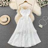 Simple V-neck Long Dresses, A-line Spaghetti Straps Party Dresses HZ1022