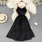 Simple V-neck Long Dresses, A-line Spaghetti Straps Party Dresses HZ1022