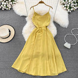 Simple V-neck Long Dresses, A-line Spaghetti Straps Party Dresses HZ1022